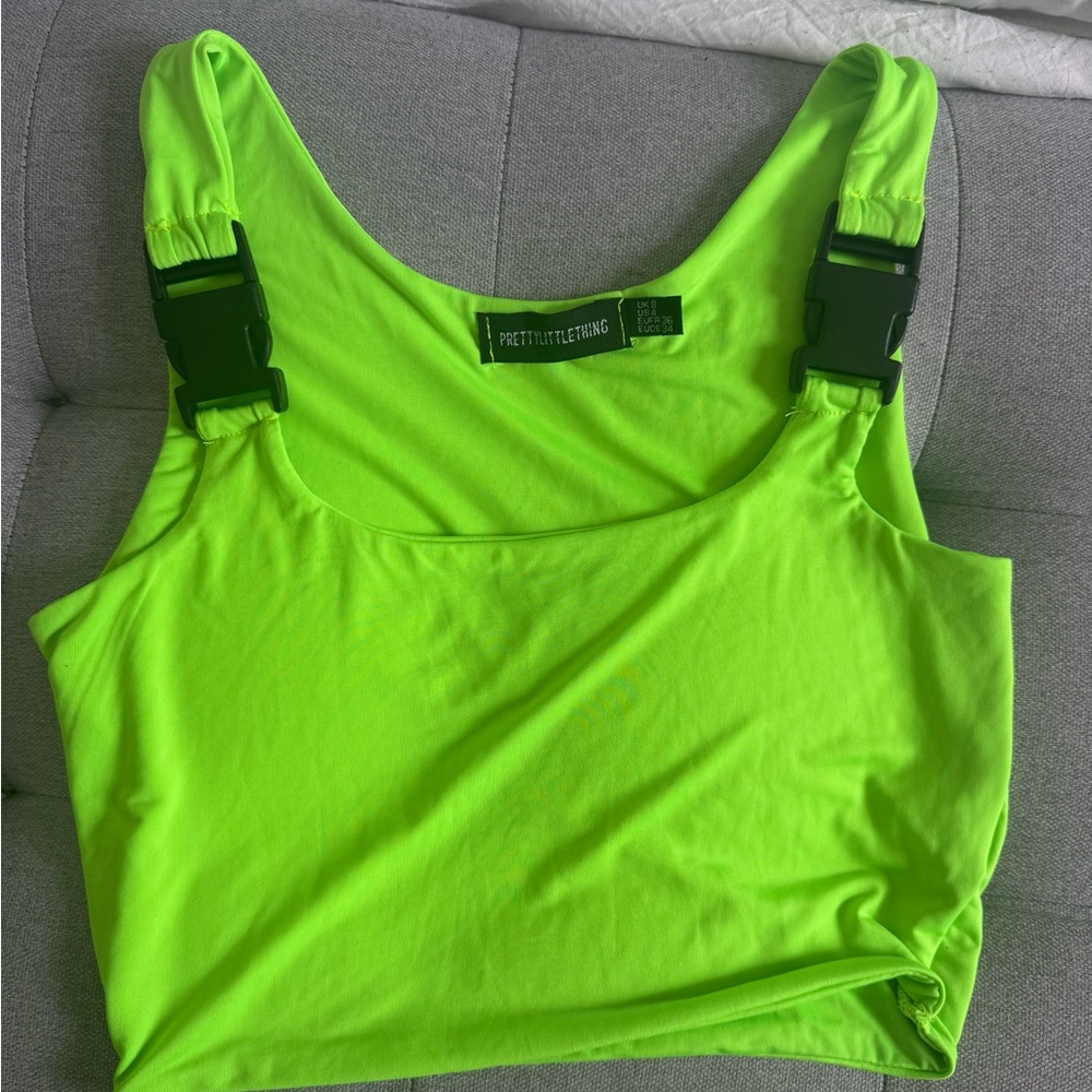 PrettyLittleThing Neon Green Rave Top